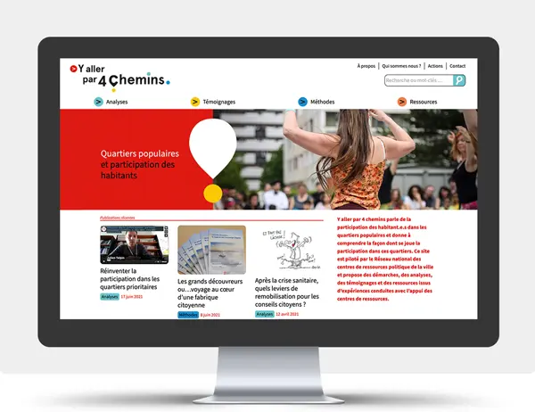 Refonte de l’identité visuelle et du site internet du "Y aller par 4 chemins" porté par Labo cités pour le Réseau National des centres de ressources politique de la ville